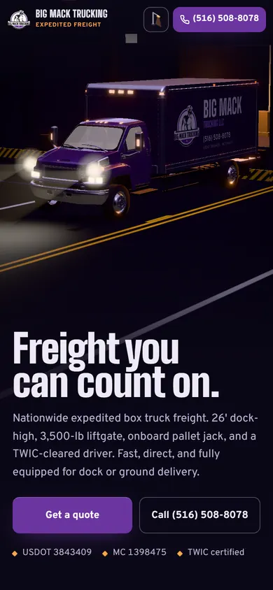 Big Mack Trucking on a phone.
